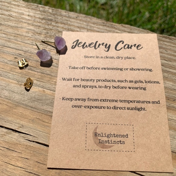 Dainty Raw Amethyst Gemstone Studs - Picture 5 of 7